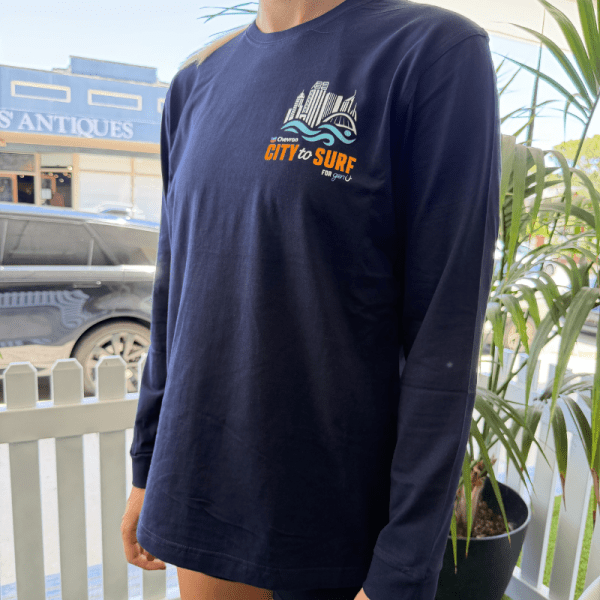 Chevron City to Surf for genU Long Sleeve Tee Navy